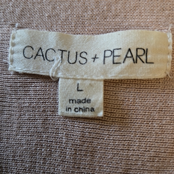 Cactus + Pearl Blush Pink Scoop Neck Sweater w/ Pearl & Lace Sleeves Women L - Picture 9 of 15